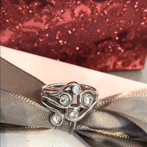 Rare Sterling silver Pandora Ring 5 CZ sz 7